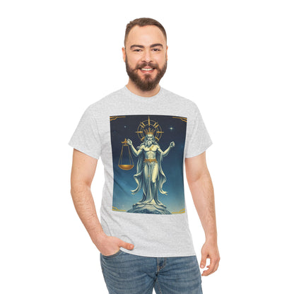 Unisex Heavy Cotton T-Shirt Space v2, Libra God, Zodiac Design