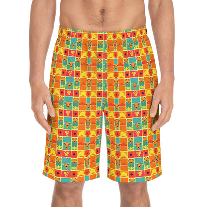 Men's Board Shorts, (AOP), Leo, Zodiac v1, Shape Pattern
