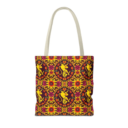 Tote Bag (AOP), Virgo, Zodiac v2, Flower Pattern