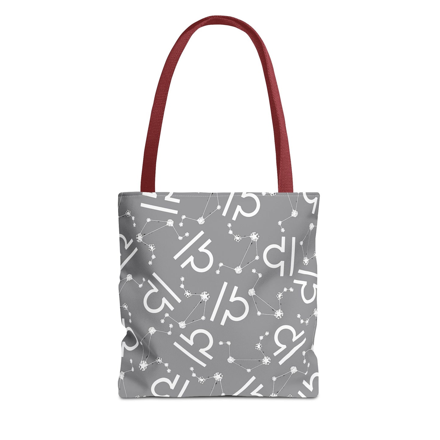Tote Bag, Libra Zodiac Sign, AOP, (Grey, White)