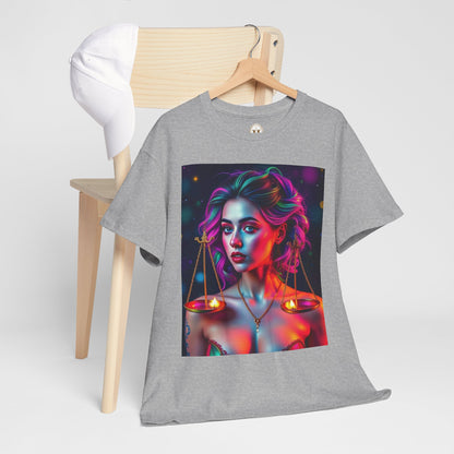 Unisex Heavy Cotton T-Shirt, Libra, Zodiac v3, Sexy Art
