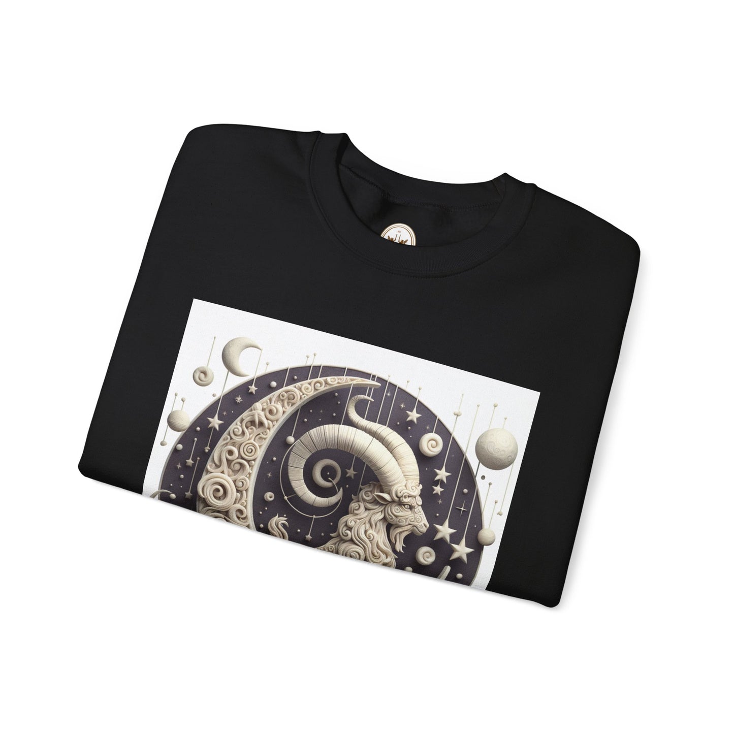 Unisex Heavy Blend™ Crewneck Sweatshirt, Stone Moon, Capricorn Zodiac Design