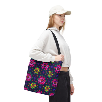 Tote Bag (AOP), Scorpio, Zodiac v2, Flower Pattern
