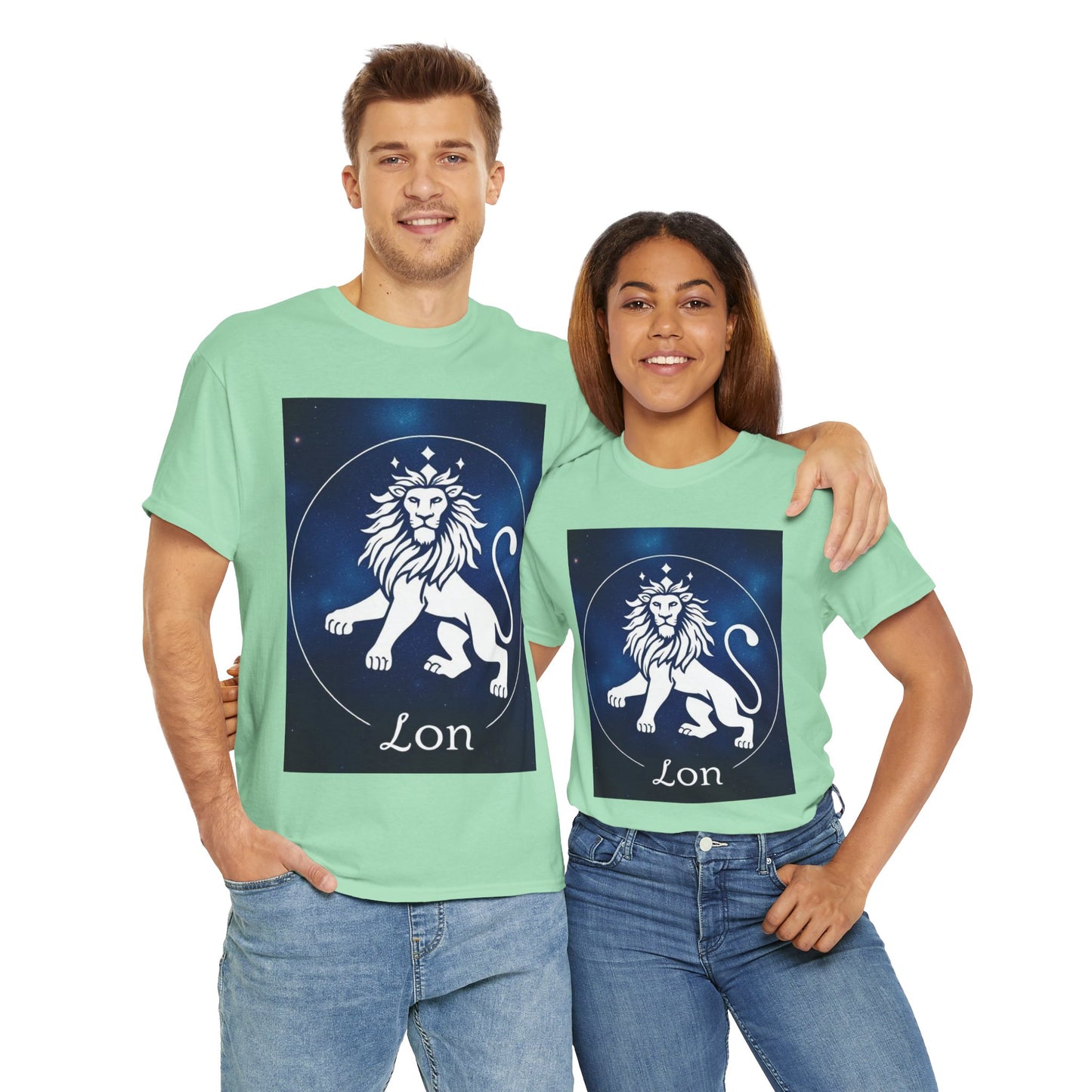Unisex Heavy Cotton T-Shirt, Space Lion, Leo Zodiac Design