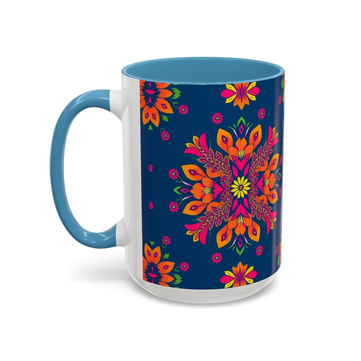 Accent Coffee Mug, Gemini, Zodiac v2, Flower Pattern, (11, 15oz)