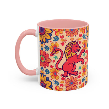 Accent Coffee Mug, Leo, Zodiac, Flower Pattern, (11, 15oz)