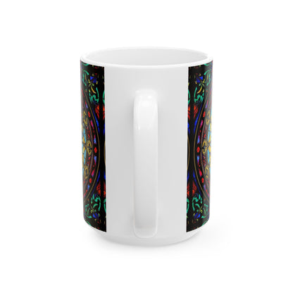 Ceramic Mug, (11oz, 15oz), Ceramic Coffee Mug, AOP, Glass Design, Sagittarius Zodiac