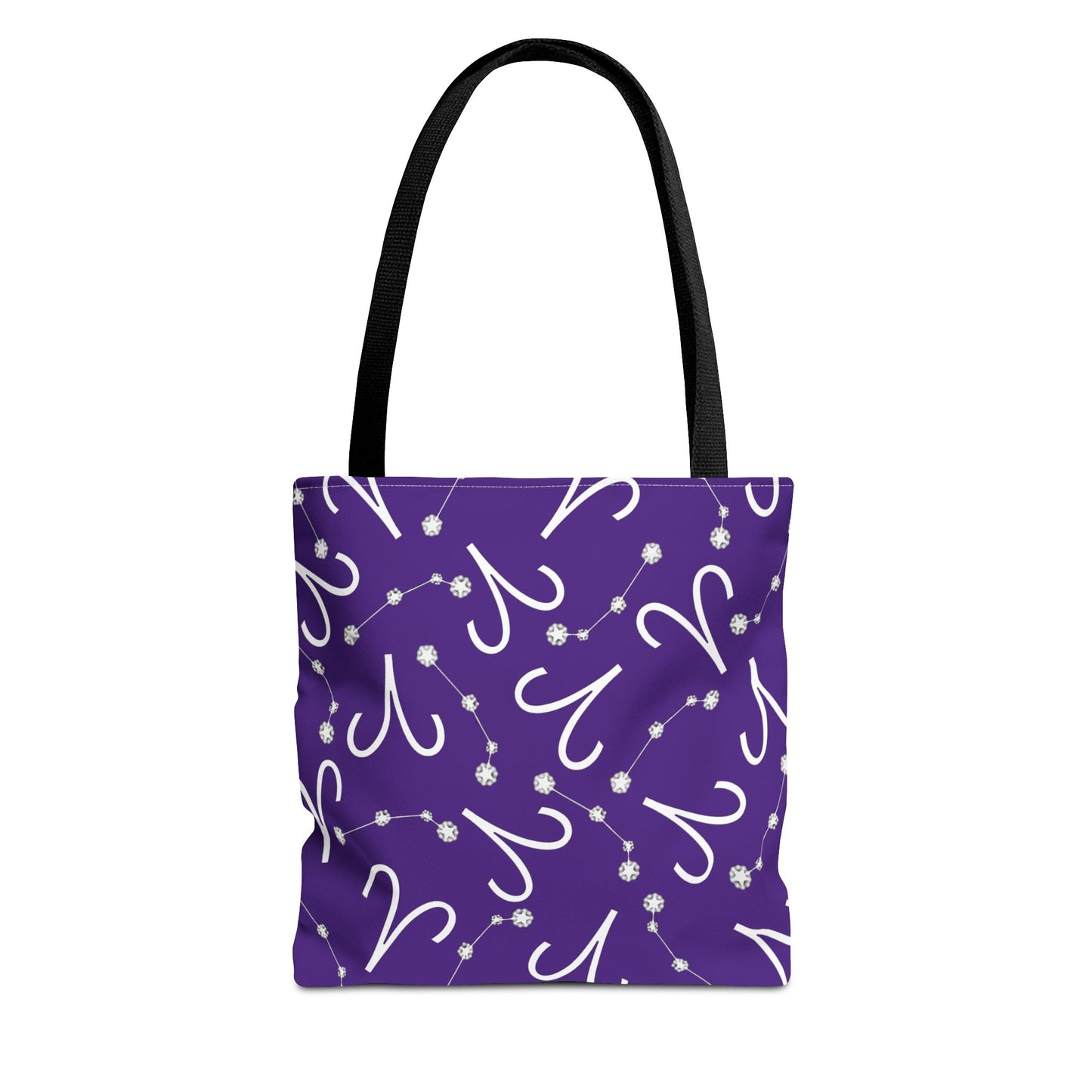 Tote Bag, Aries Zodiac Sign, AOP, (Purple, White)