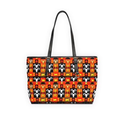 Leather Shoulder Bag, Taurus, Zodiac v2, Shapes Pattern