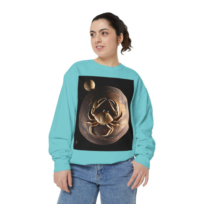 Garment-Dyed Sweatshirt, Unisex, Space Animal Design v1, Cancer