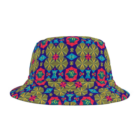 Bucket Hat, (AOP), Aquarius, Zodiac v1, Shape Pattern