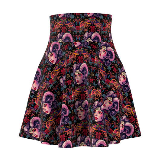 Women's Skater Skirt, (AOP), Taurus, Zodiac v1, Sexy Pattern