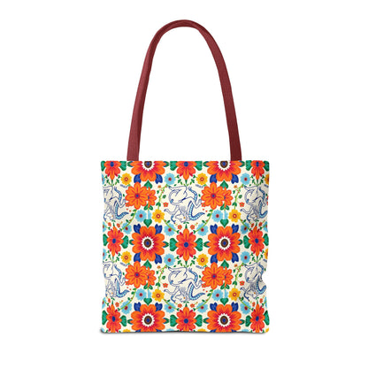 Tote Bag (AOP), Virgo, Zodiac v1, Flower Pattern