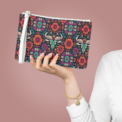 Clutch Bag, Taurus, Zodiac v2, Flower Pattern