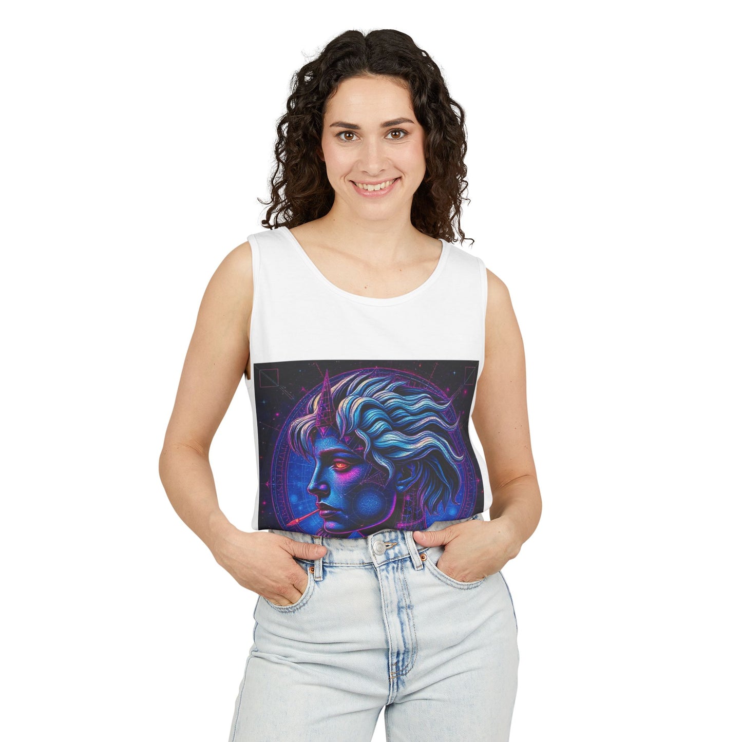 Unisex Garment-Dyed, Tank Top, Gemini, Pop Art v1, 100% US cotton