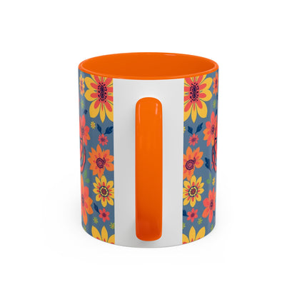 Accent Coffee Mug, Cancer, Zodiac v1, Flower Pattern, (11, 15oz)