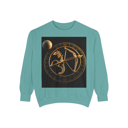 Garment-Dyed Sweatshirt, Unisex, Space Symbol Design, Sagittarius