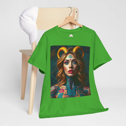 Unisex Heavy Cotton T-Shirt, Capricorn, Zodiac v1, Sexy Art