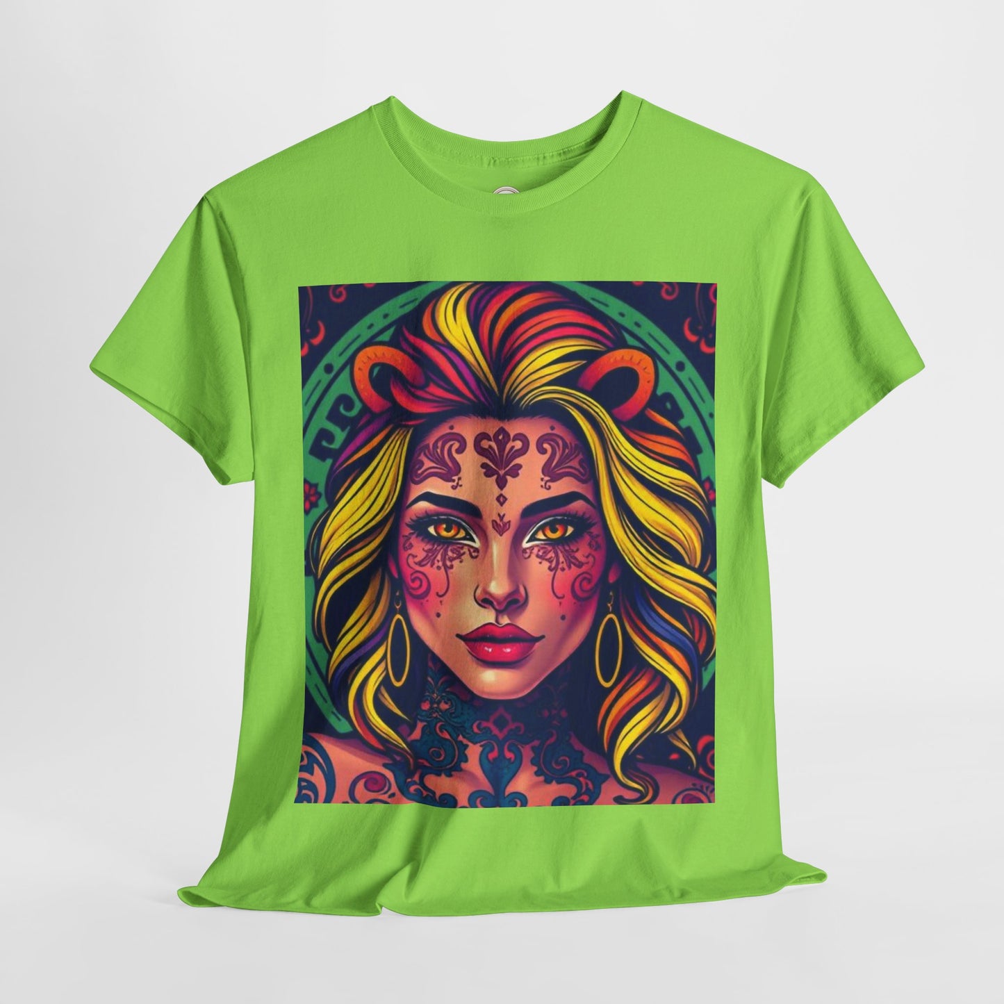 Unisex Heavy Cotton T-Shirt, Leo, Zodiac v1, Sexy Art