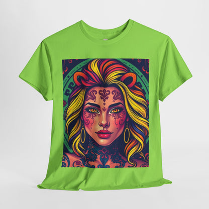 Unisex Heavy Cotton T-Shirt, Leo, Zodiac v1, Sexy Art