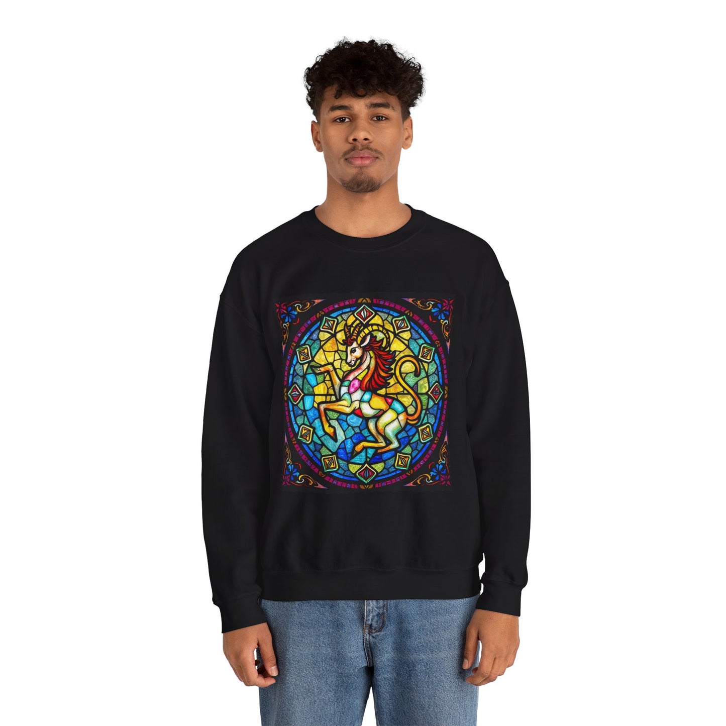 Unisex Heavy Blend™ Crewneck Sweatshirt, Glass, Capricorn Zodiac Design
