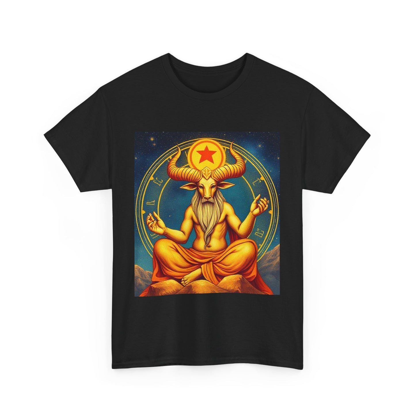 Unisex Heavy Cotton T-Shirt, Meditating Bull, Taurus Zodiac Design
