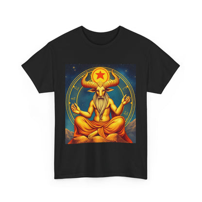 Unisex Heavy Cotton T-Shirt, Meditating Bull, Taurus Zodiac Design