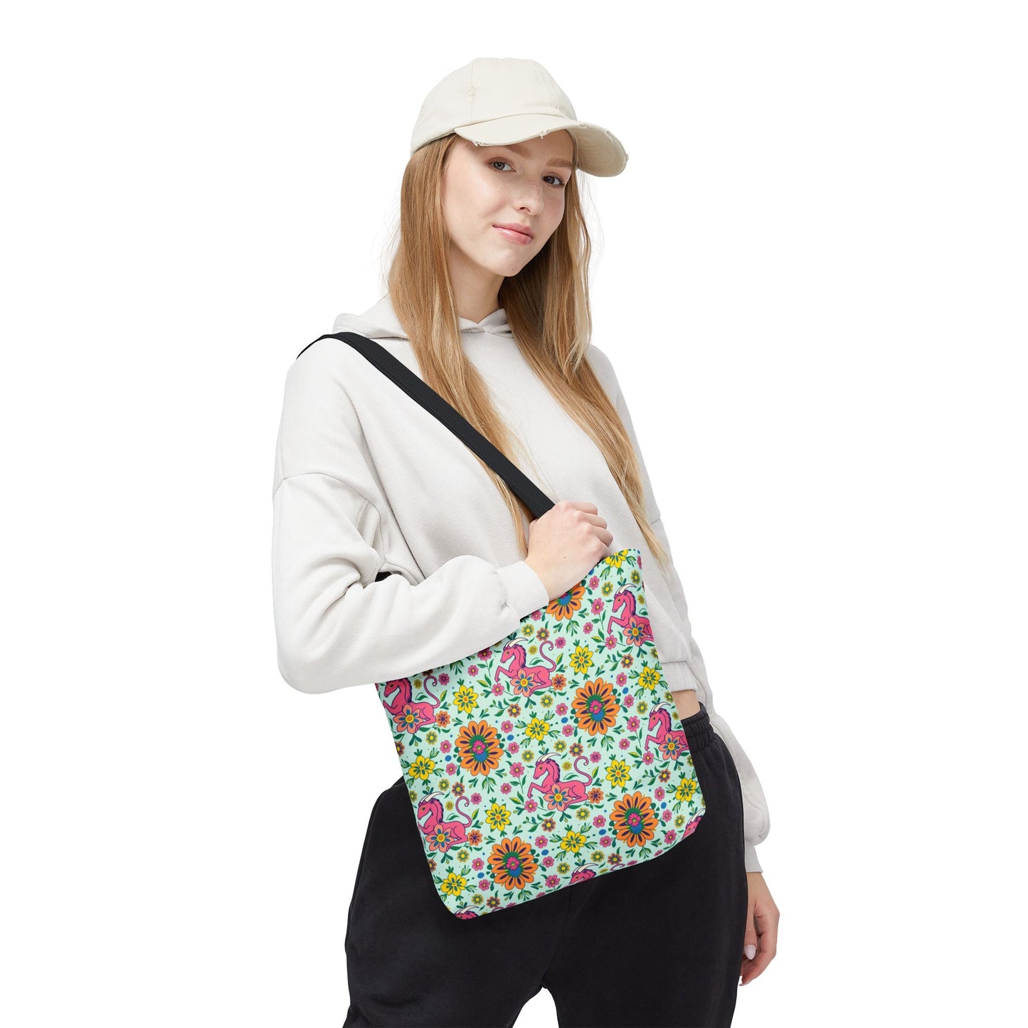 Tote Bag (AOP), Aquarius, Zodiac, Flower Pattern