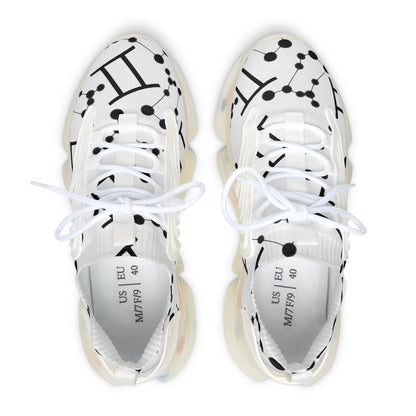 Women's Mesh Sneakers, Constellation & Symbol, Gemini Zodiac Sign, AOP