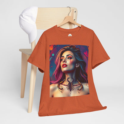 Unisex Heavy Cotton T-Shirt, Scorpio, Zodiac v1, Sexy Art