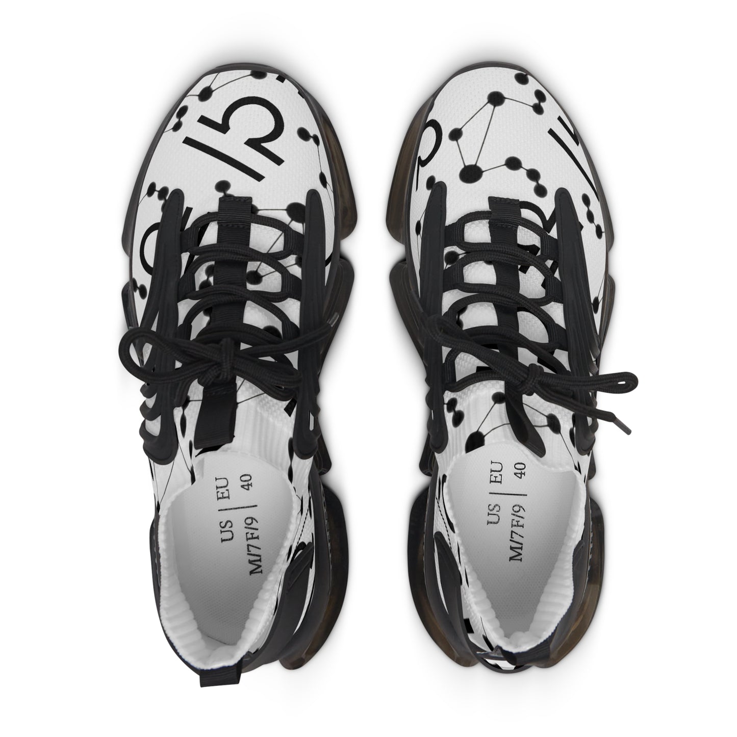 Women's Mesh Sneakers, Constellation & Symbol, Libra Zodiac Sign, AOP