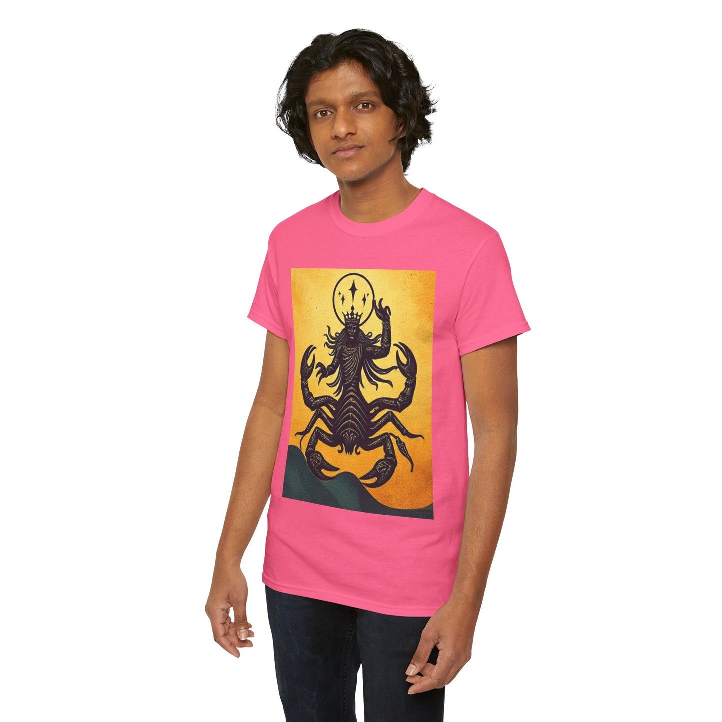 Unisex Heavy Cotton T-Shirt, Scorpion King, Print Art v1, Scorpio Zodiac Design