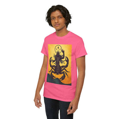 Unisex Heavy Cotton T-Shirt, Scorpion King, Print Art v1, Scorpio Zodiac Design