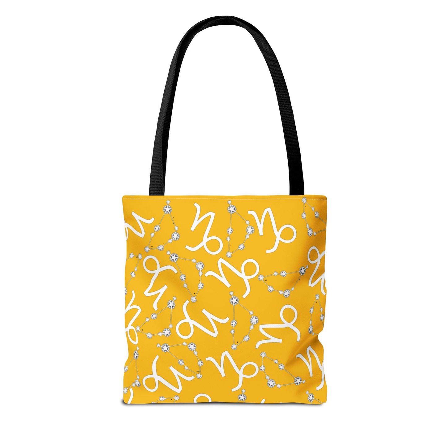 Tote Bag, Capricorn Zodiac Sign, AOP, (Yellow, White)
