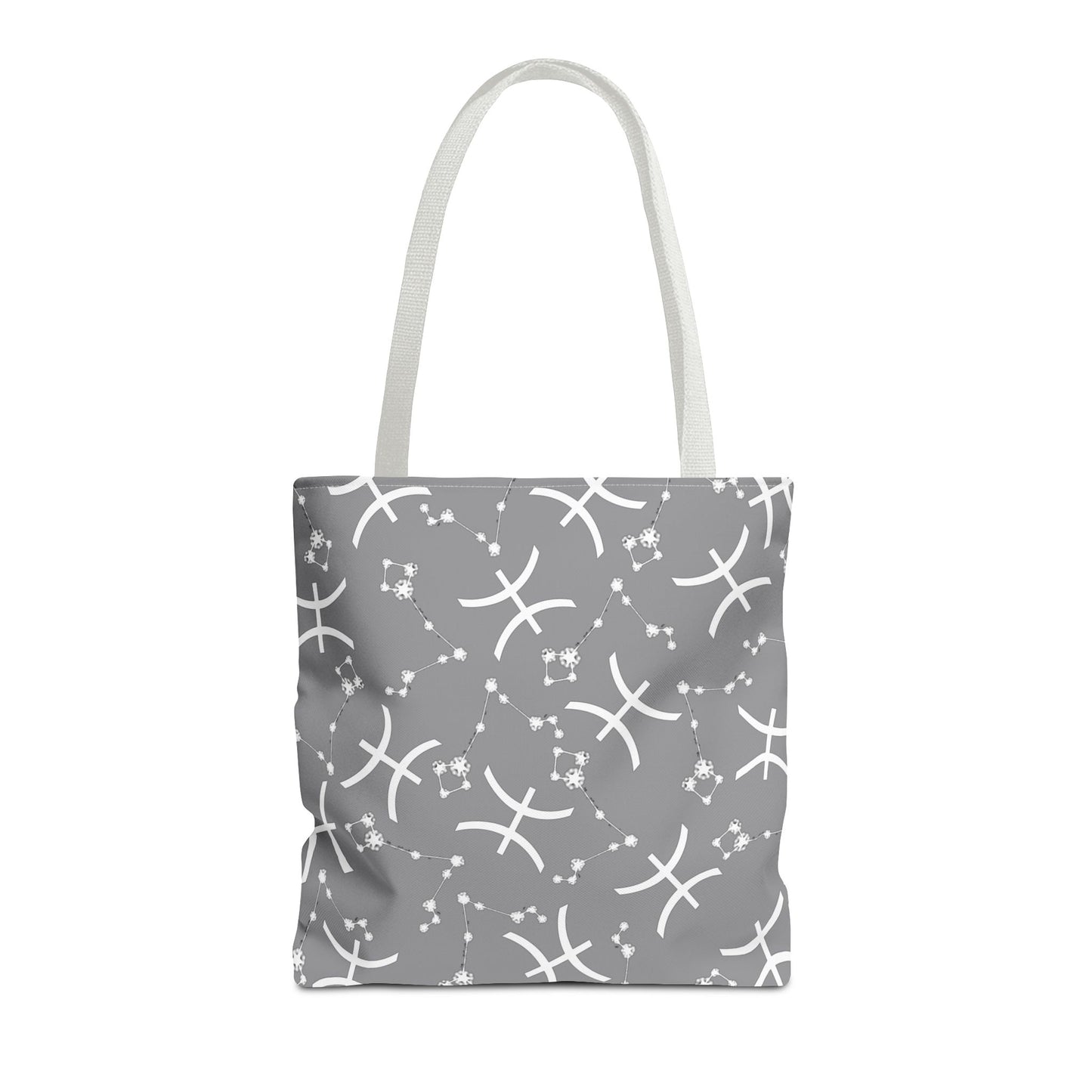 Tote Bag, Pisces Zodiac Sign, AOP, (Grey, White)