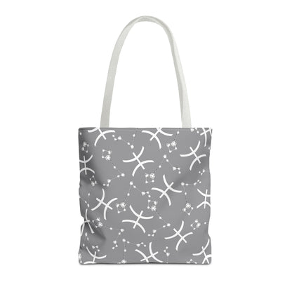Tote Bag, Pisces Zodiac Sign, AOP, (Grey, White)