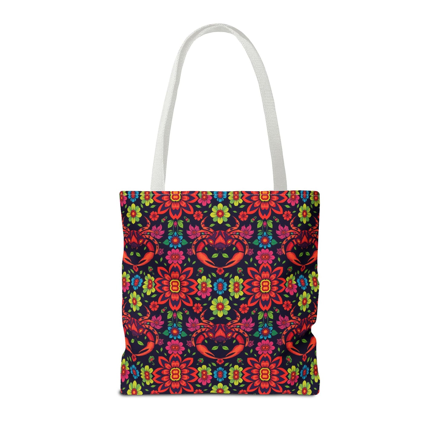 Tote Bag, (AOP), Cancer, Zodiac, Flower Pattern