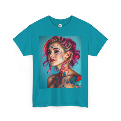 Unisex Heavy Cotton T-Shirt, Pisces, Zodiac v3, Sexy Art