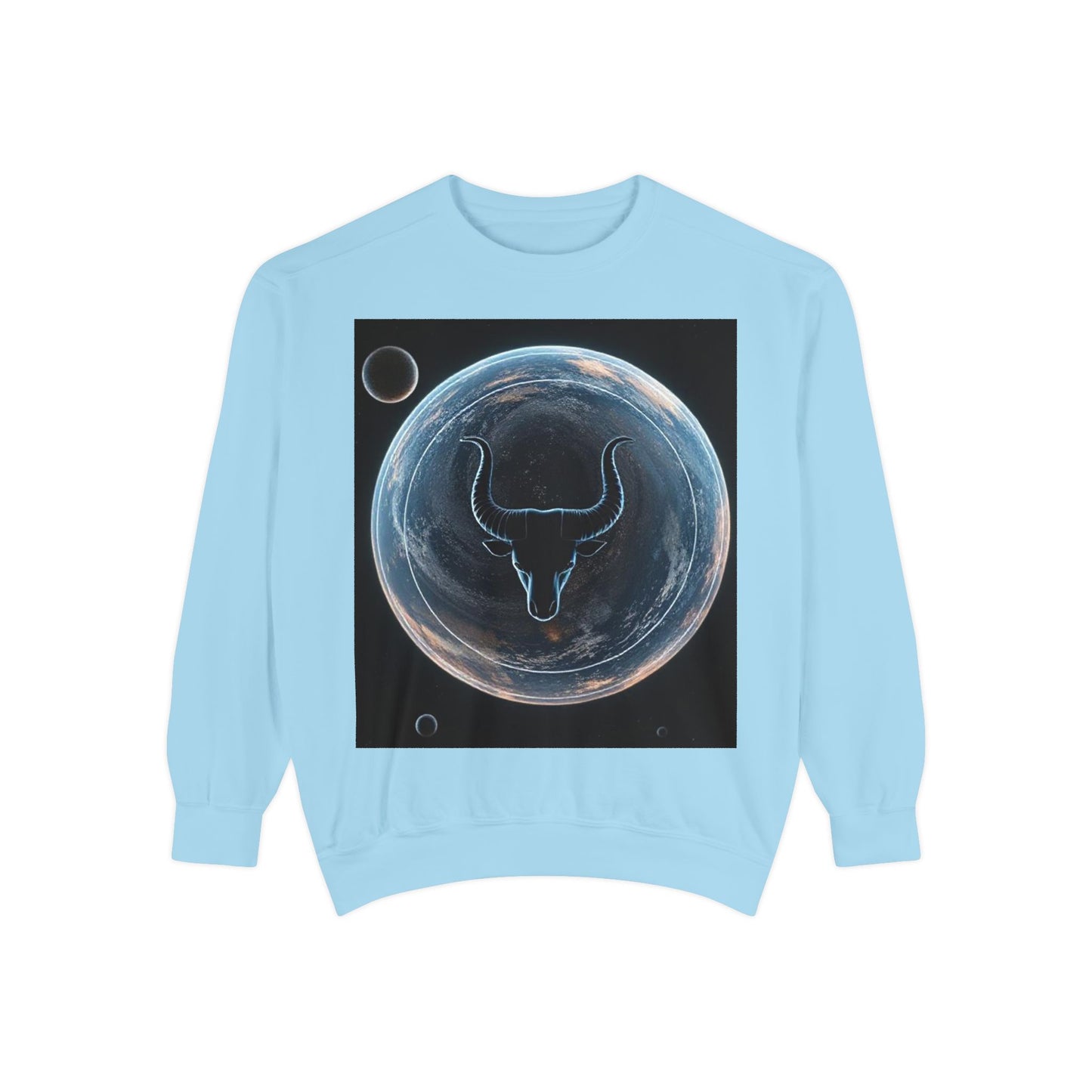 Garment-Dyed Sweatshirt, Unisex, Space Animal Design, Taurus
