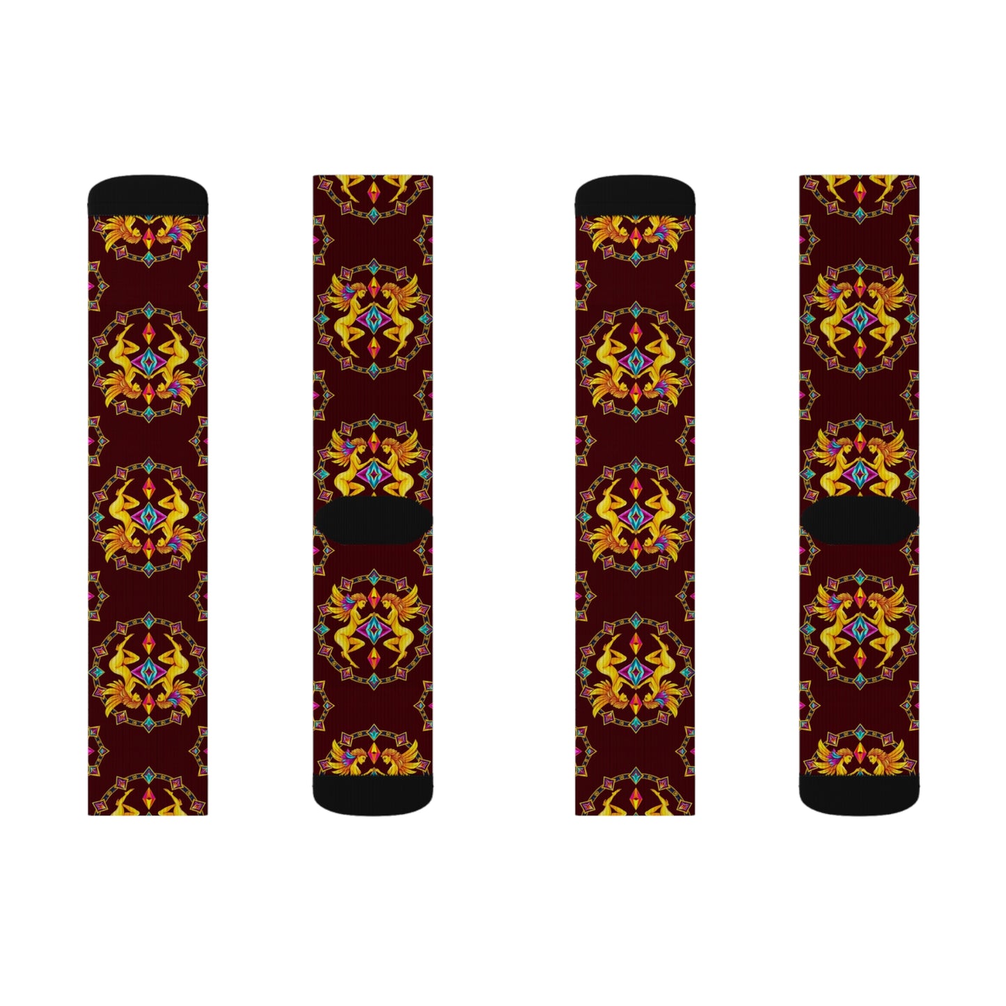 Sublimation Socks, Gemini, Zodiac v1, Jewel Pattern