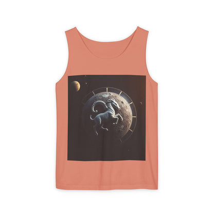 Unisex Garment-Dyed, Tank Top, Aries Design, Planet Animal, 100% Ringspun US cotton