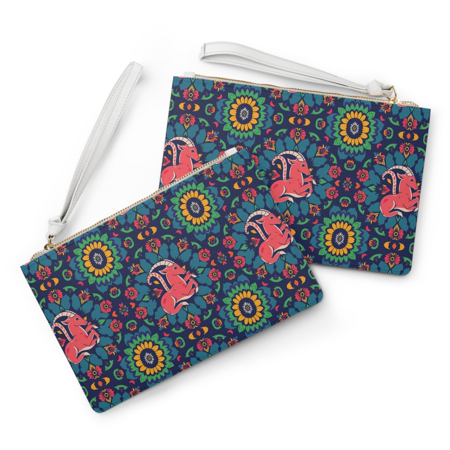 Clutch Bag, Capricorn, Zodiac v2, Flower Pattern