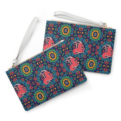 Clutch Bag, Capricorn, Zodiac v2, Flower Pattern