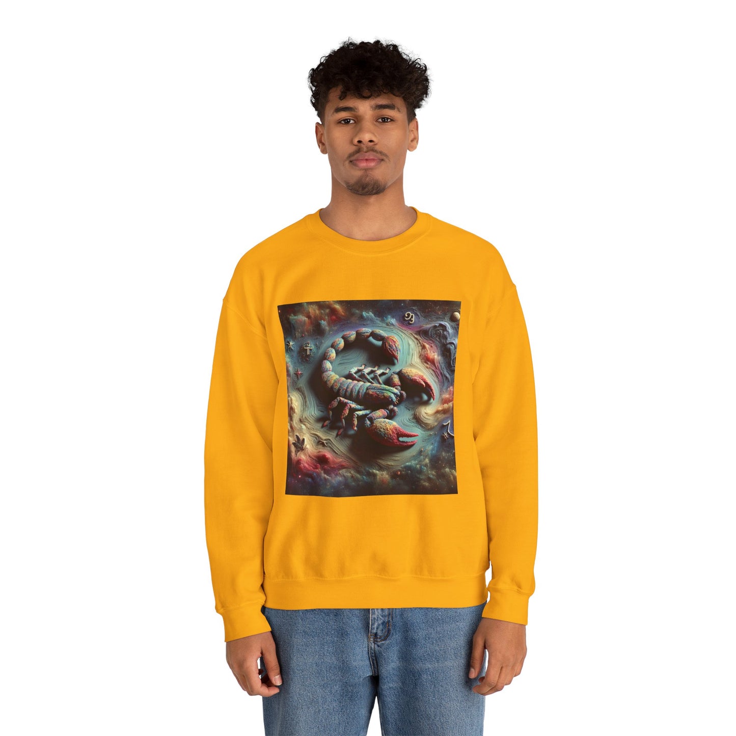 Unisex Heavy Blend™ Crewneck Sweatshirt, Trippy Mist Scorpion, Scorpio Zodiac Design