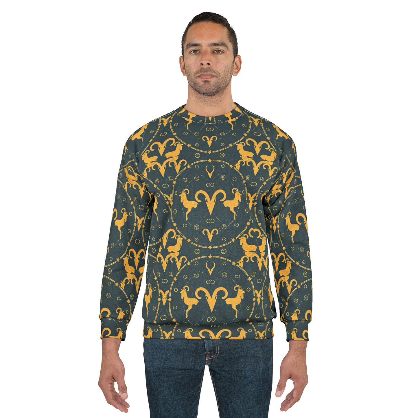 Unisex Sweatshirt, Zodiac Design, Pattern v1, Aries, AOP