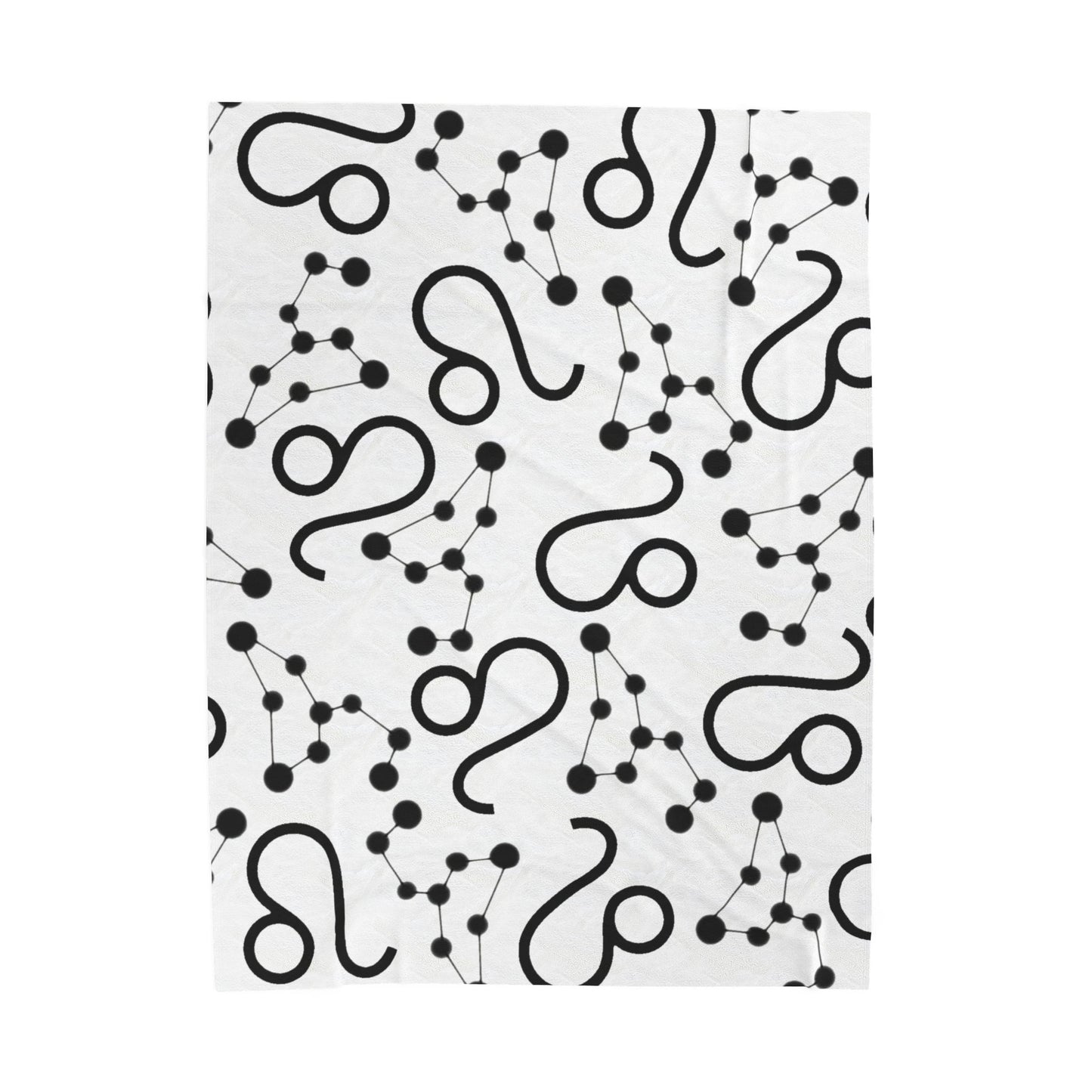 Velveteen Plush Blanket, Leo Zodiac Sign, Constellation & Symbol, White, 100% polyester