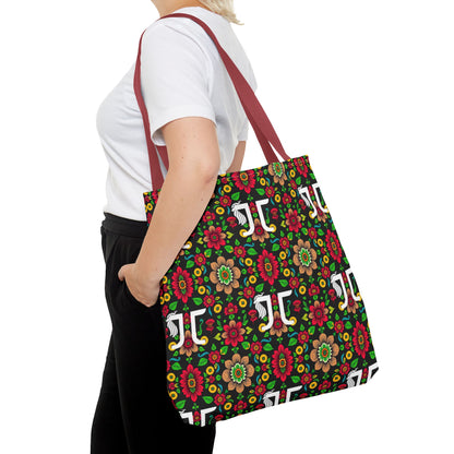 Tote Bag, (AOP), Gemini, Zodiac, Flower Pattern