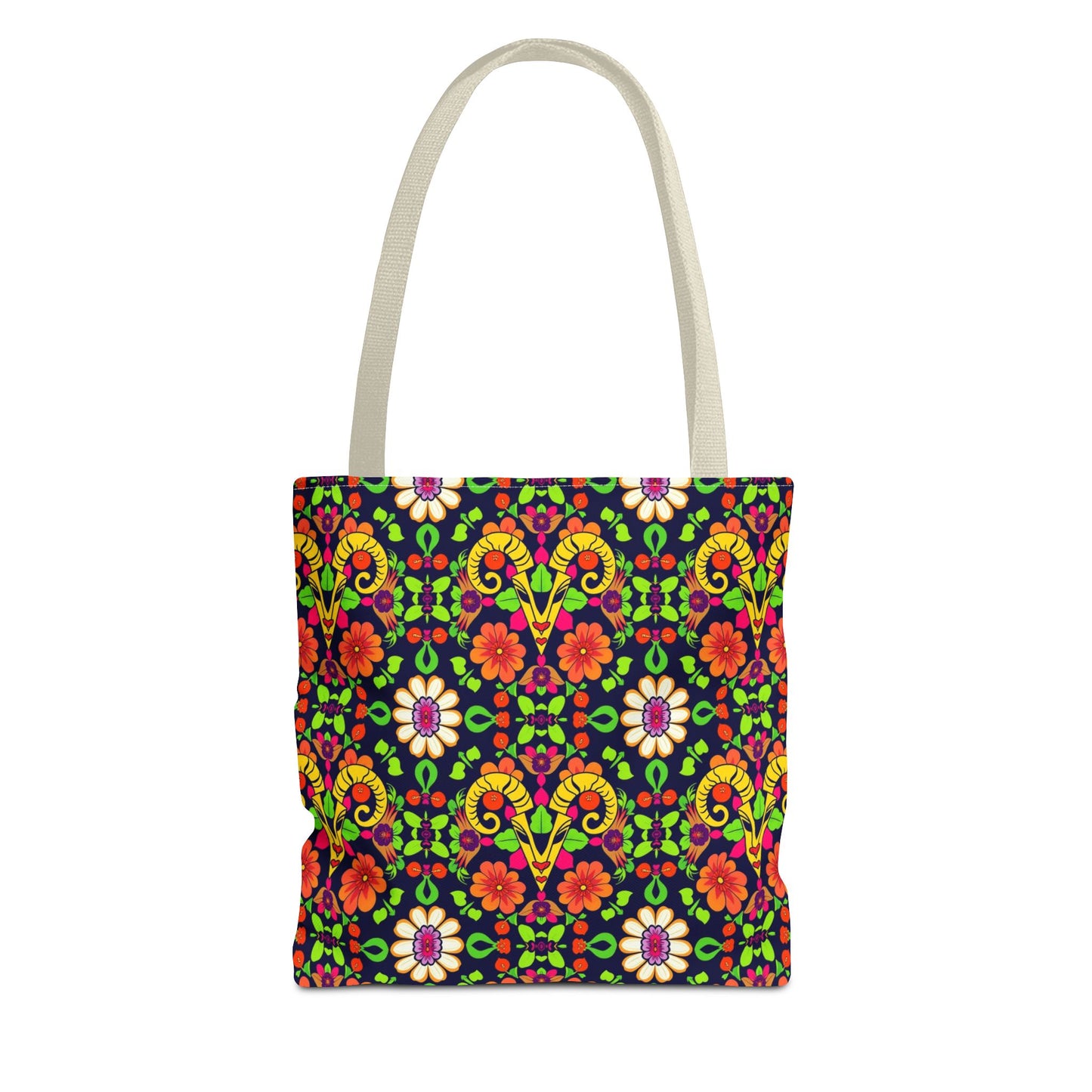 Tote Bag (AOP), Aries, Zodiac, Flower Pattern