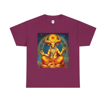 Unisex Heavy Cotton T-Shirt, Meditating Bull, Taurus Zodiac Design