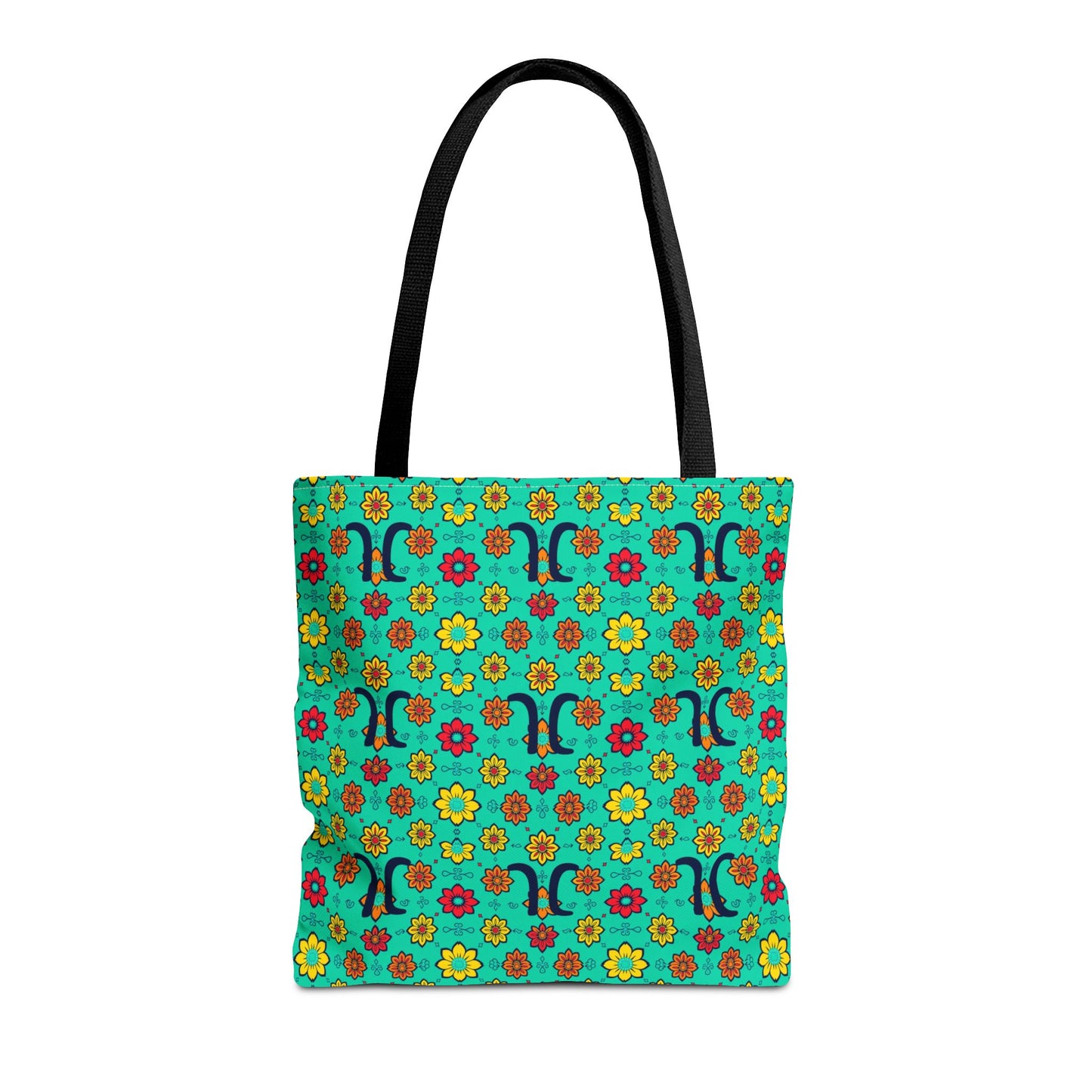 Tote Bag, (AOP), Aquarius, Zodiac, Flower Pattern